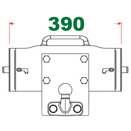 Anhängerbockweite bis 390 mm