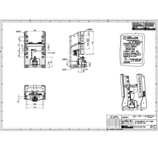 Sauermann Anhängebock 7200 Kugel HS 4825-SDF 72 | 330mm