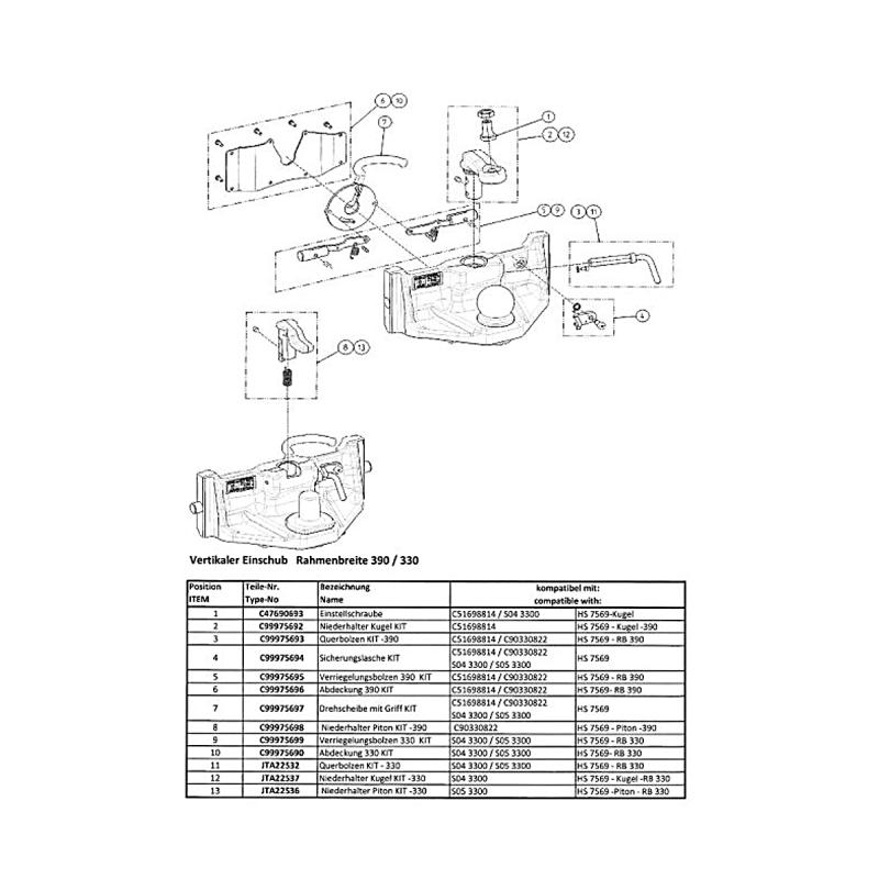 Sauermann Niederhalter für HS7569 390 mm CNH/SDF