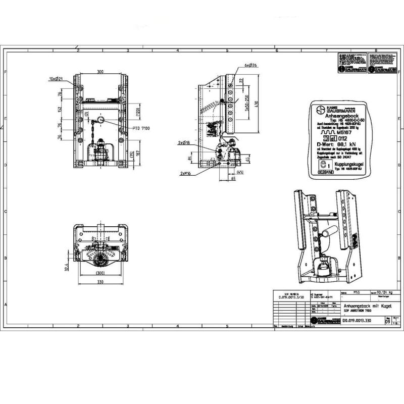 Sauermann Anhängebock HS 4825 SDF-71 | K80 Kugel | 330mm