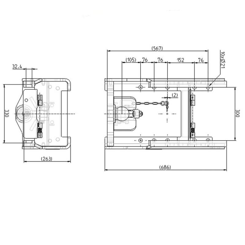 Sauermann Anhängebock HS 4825 SDF-71 | K80 Kugel | 330mm